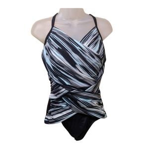 Tropical Escape Swimsuit Black, Blue, Grey